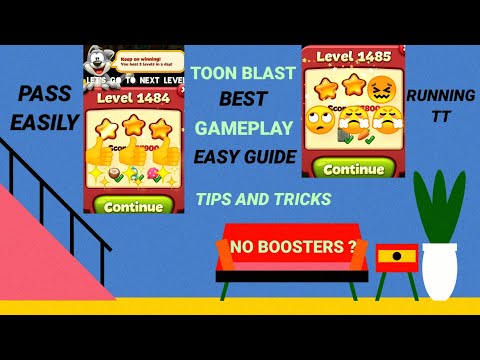 Toon Blast Level 1484|1485 - NO BOOSTERS?-Follow👉easy Tips✨