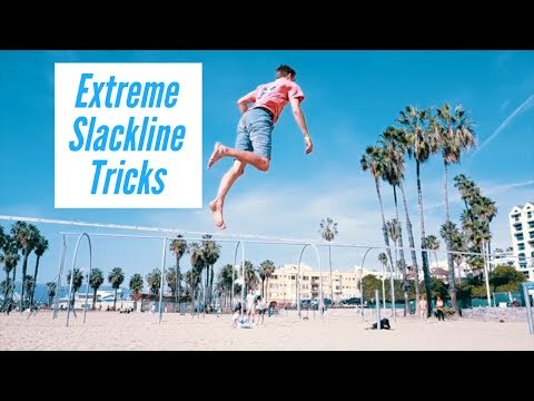 Extreme Slackline Tricks on the Beach