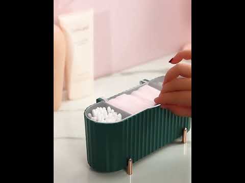 Органайзер для косметики для снятия макияжа/ ватных дисков/ палочек/ спонжей Cosmetic Box розовый (GS-115193) Video #1
