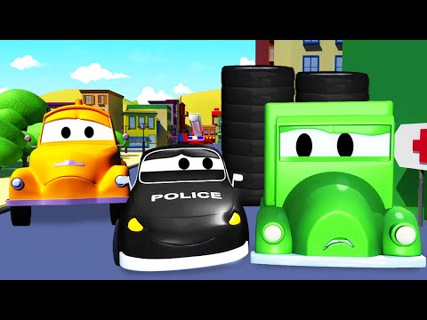 La Super Patrulla en Auto City - El ladrón de ruedas | Dibujos animados de carros