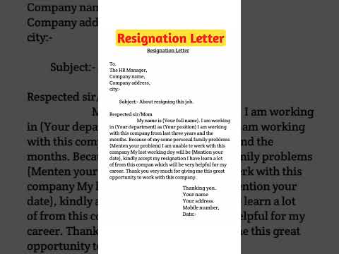 Resignation letter/resignation letter format in English #letter #jobapplication