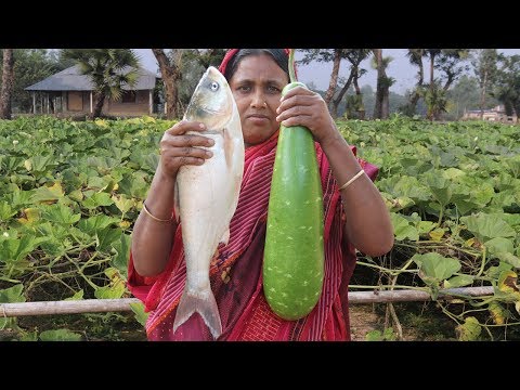 How To Cook Bottle Gourd Recipe in Village Style Farm Fresh Bottle Gourd and Silver Carp Curry Video