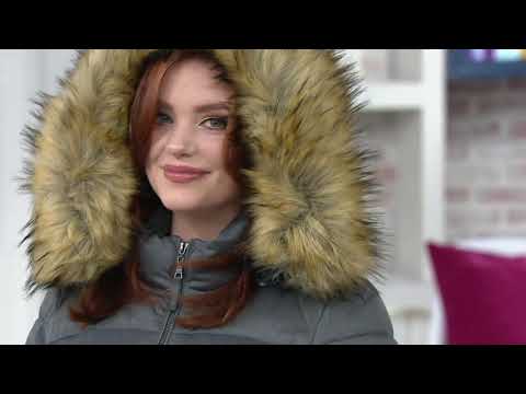 Nuage Stretch Puffer Coat with Removable Hood & Faux...