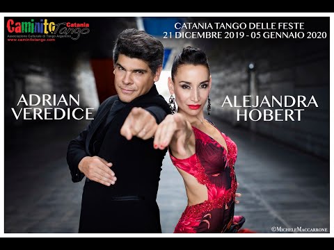  Alejandra Hobert  and  Adrian Veredice  are  dancing  to  a  tango  by  Aníbal Troilo  at  Catania Tango Festival  in  2019