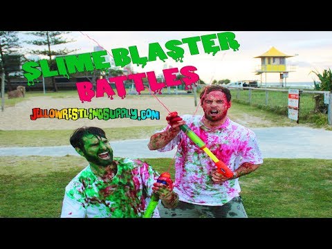 Slime Blaster Battles with water guns filled with SLIME! (3 colors - Epic FUN)
