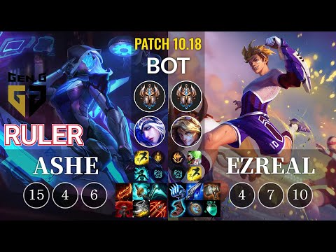 GEN Ruler Ashe vs Ezreal Bot - KR Patch 10.18