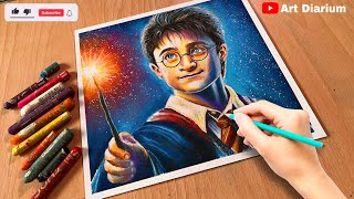 Realistic Harry Potter Drawing with Oil Pastel- Step by Step