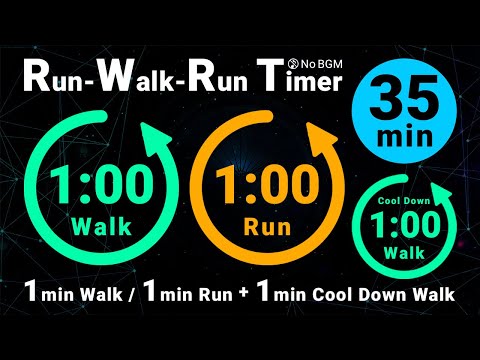 34-Minute Run-Walk-Run Timer: 1min Walk / 1min Run (No Music)