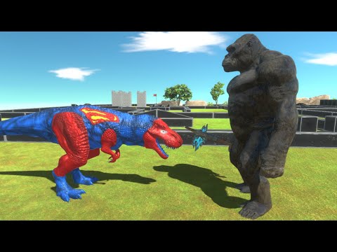 Superman T-rex Death Run vs King Kong - Animal REvolt Battle Simulator
