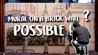 How to do Brick Wall Painting | Making video Time lapse | Paris street on brick wall