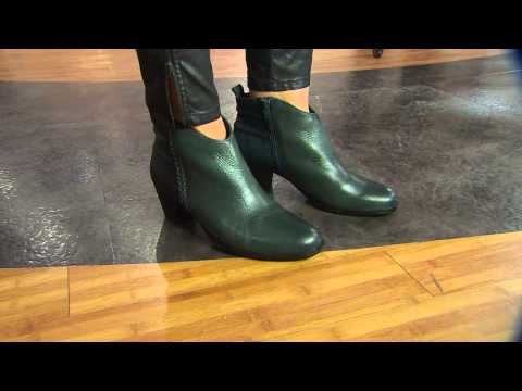 Earth Leather Ankle Boot w/ Snake Print Detail - Cypress with Antonella Nester