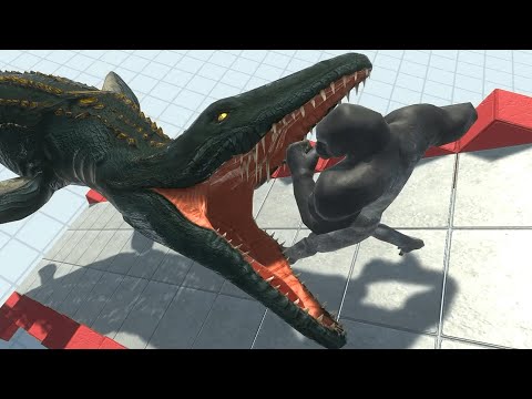 MOSASAURUS Eats feeds Slow Motion (mutant primates) Animal Revolt Battle Simulator