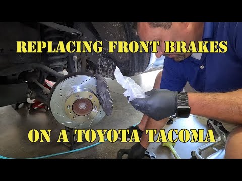 Replacing front brakes on a 2018 Tacoma. How to use a pad and rotor kit. #diy #discbrake