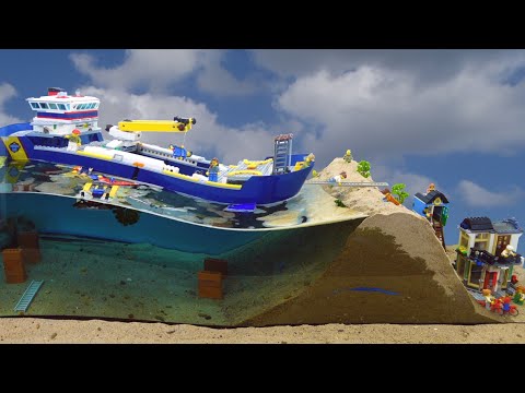 LEGO Ship Breaks Through Dam - Dam Breach Experiment - Flood Disaster VS LEGO City