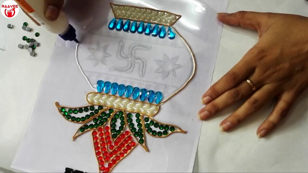 Diwali kalash acrylic kundan rangoli design by raavee creations