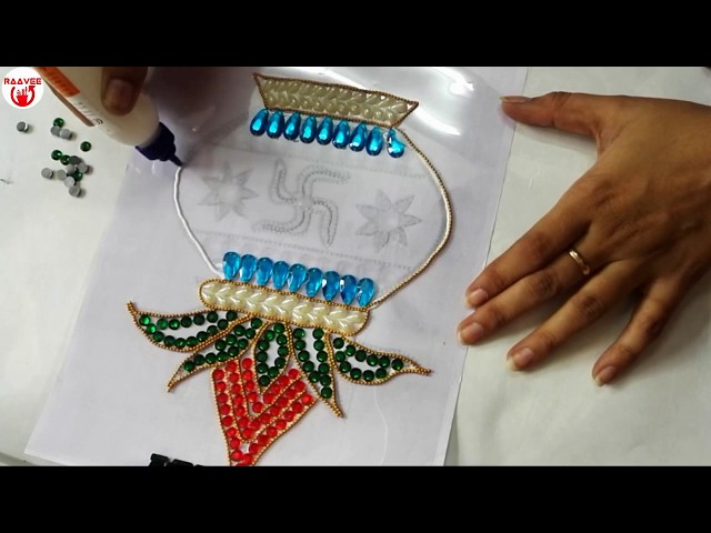Diwali kalash acrylic kundan rangoli design by raavee creations