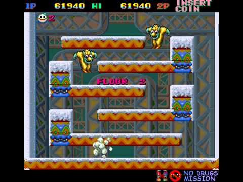 snow bros arcade no drugs playthrough 1/3
