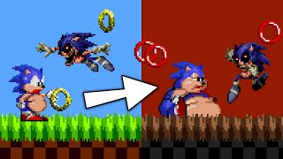 Sonic, but rings make him FAT and Sonic.exe chases him?!