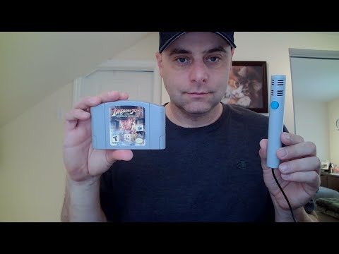 ASMR Gum Chewing Indiana Jones and the Infernal Machine Video Game Ramble and Gamecube Mic Sounds