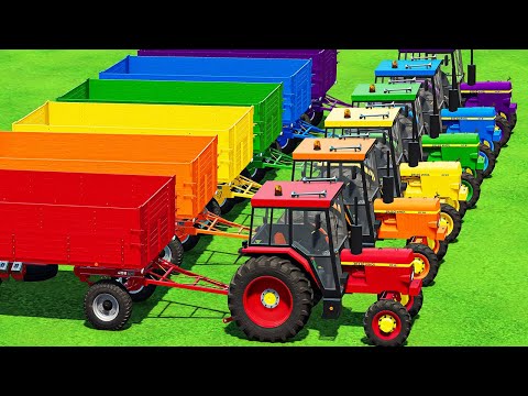 HARVEST & TRANSPORT SUGARCANE w/ SMALL JOHN DEERE TRACTORS & MUD TUNNER TRUCK ON MUDDY ROAD! FS22