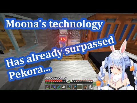 Pekora visits Moona's house and flexes her English 【Hololive/Eng Sub】【Minecraft】