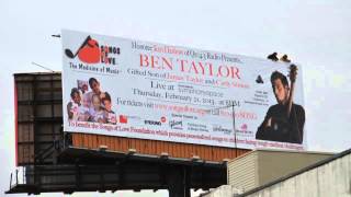 Ben Taylor Billboard Announcing Songs of Love Benefit Concert at Symphony Space in NYC