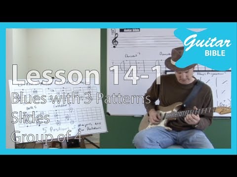Guitar Bible Lesson(14-1) Blues with 3 Patterns, Slides, Group of 4