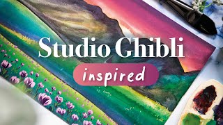 Transform Your Art with this Ghibli-inspired Gouache Landscape | Step-by-Step Tutorial
