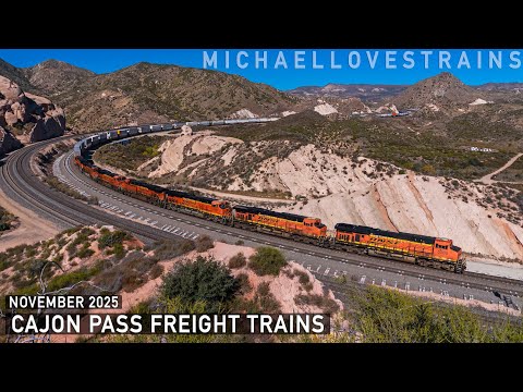 Non-Stop Autumn Freight Trains Above the Cajon Pass