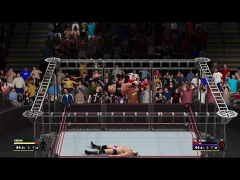 Rikishi jumping from top of the cage vs Val Venis WWE 2K19 simulation