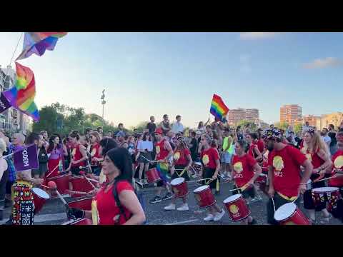 Valencia, Spain 25 June 2022: Manifest of a attractive participants of the World Pride festival in