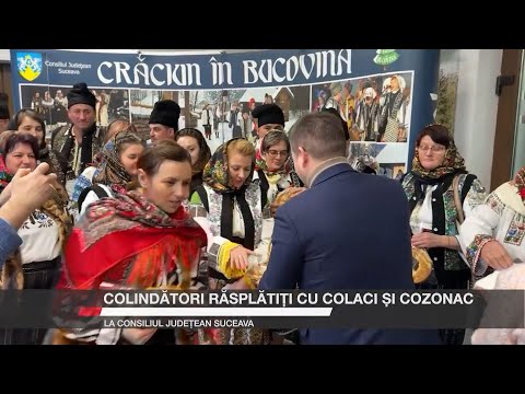 Colindători răsplătiți cu colaci și cozonac la Consiliul Județean Suceava