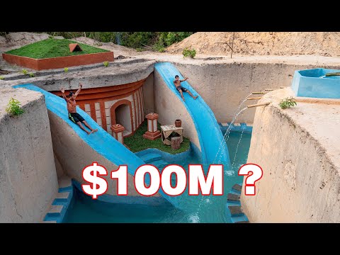 120 Days Building 20M Dollars Underground Luxury House and Swimming Pool with Twin Water Slide Park