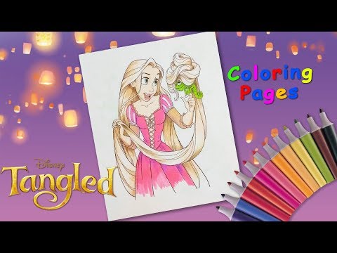 Coloring Rapunzel. Tangled. Coloring for kids. Rapunzel Coloring Pages. Video