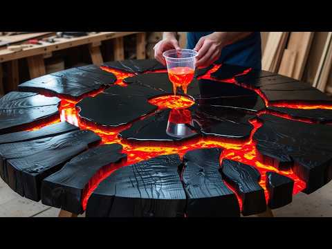 Gorgeous Lava Inspired Epoxy Table Design // Hardened with Epoxy Resin and Wood