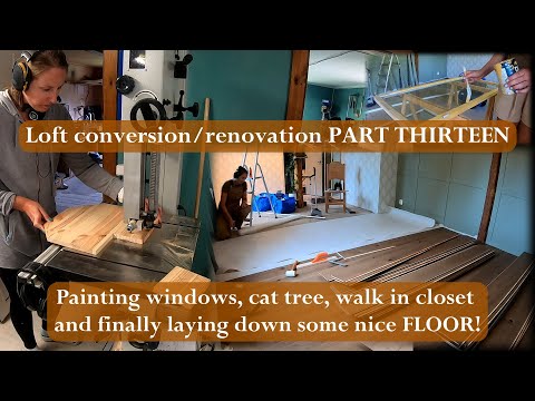 Loft conversion/renovation PART THIRTEEN (Timpelapse of painting, cat tree making and laying floor!)
