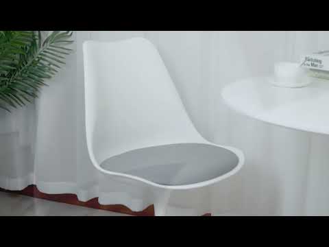 Jaxpety Padded Swivel Tulip Dining Chair in White + Black