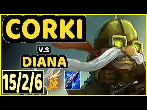 BENJI (CORKI) vs DIANA - 15/2/6 KDA MID GAMEPLAY - NA Ranked DIAMOND