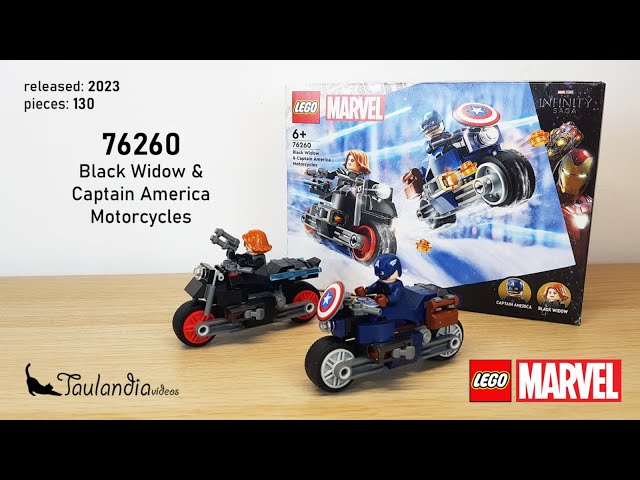 Vídeo relacionado con LEGO 76260 Marvel Motos de la Viuda Negra y el Capitán América, Set de Avengers: Edad de Ultron con 2 Motos de Juguete de Super Héroe para niños y niñas de 6 años en adelante