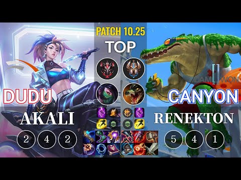 HLE DuDu Akali vs DWG Canyon Renekton Top - KR Patch 10.25