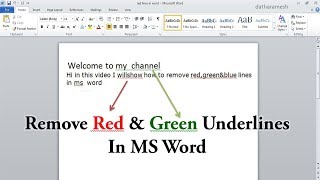 How To Remove Red & Green Underlines In MS Word