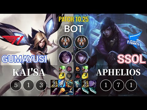 T1 Gumayusi Kai'Sa vs AF SSol Aphelios Bot - KR Patch 10.25