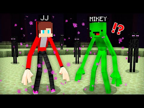 JJ and Mikey Became ENDERMAN MUTANTS in Minecraft Challenge by Maizen