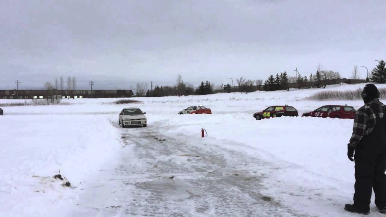 Mazenod Road Pond Ice Track, Winnipeg, Manitoba, Canada - Ice Racing Action!