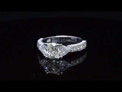 2.11ct 3-Stone Trillion and Round Pave Diamond Engagement Ring