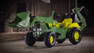 Minamas traktorius su 2 kaušais - vaikams nuo 3 iki 8 metų | JrollyJunior John Deere | Rolly Toys