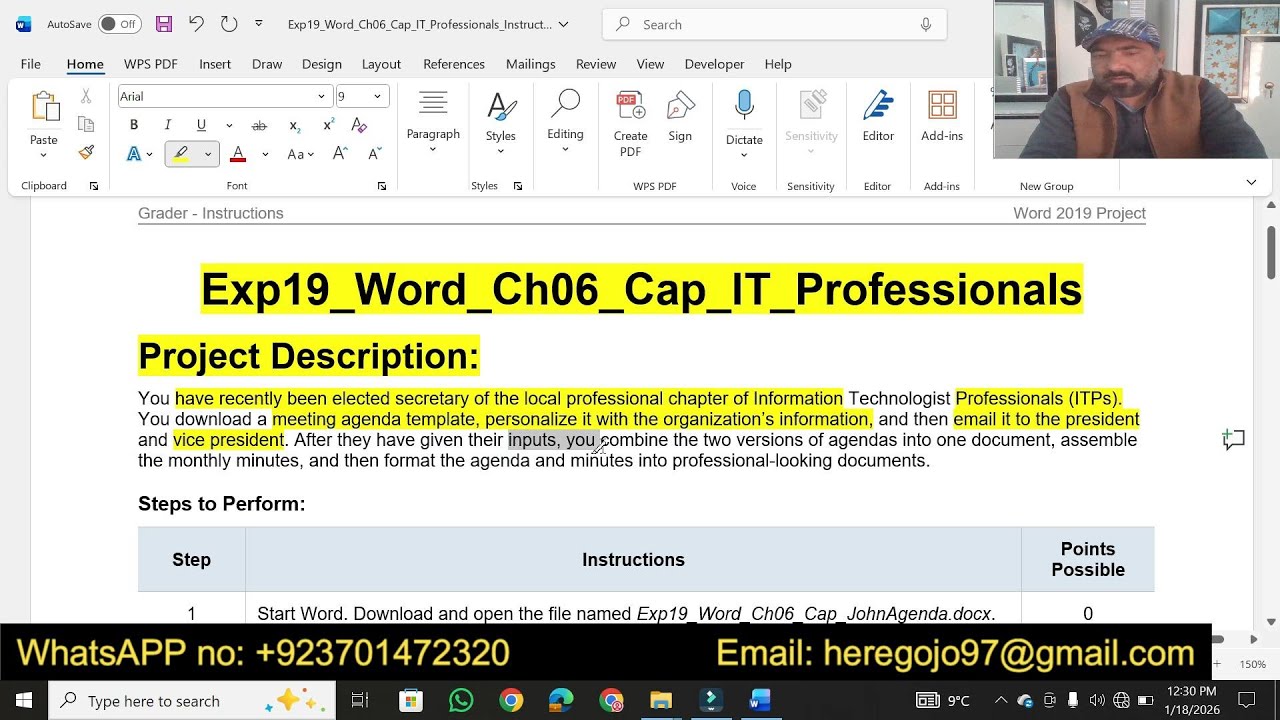 Exp19_Word_Ch06_Cap_IT_Professionals | Exp19 Word Ch06 Cap JohnAgenda.docx | #exp22wordch06