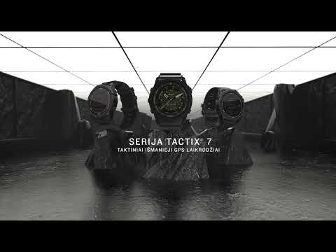 Išmanusis laikrodis Garmin Tactix 7 Amoled Edition. Aukštos klasės taktinis GPS laikrodis su adaptyviu spalviniu ekranu video