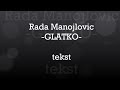 Rada Manojlovic - Glatko - Tekst 