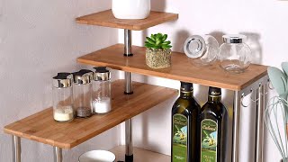 Ollieroo 3 Tier Corner Shelf Bamboo Countertop Organizer Bookshelf Display #short